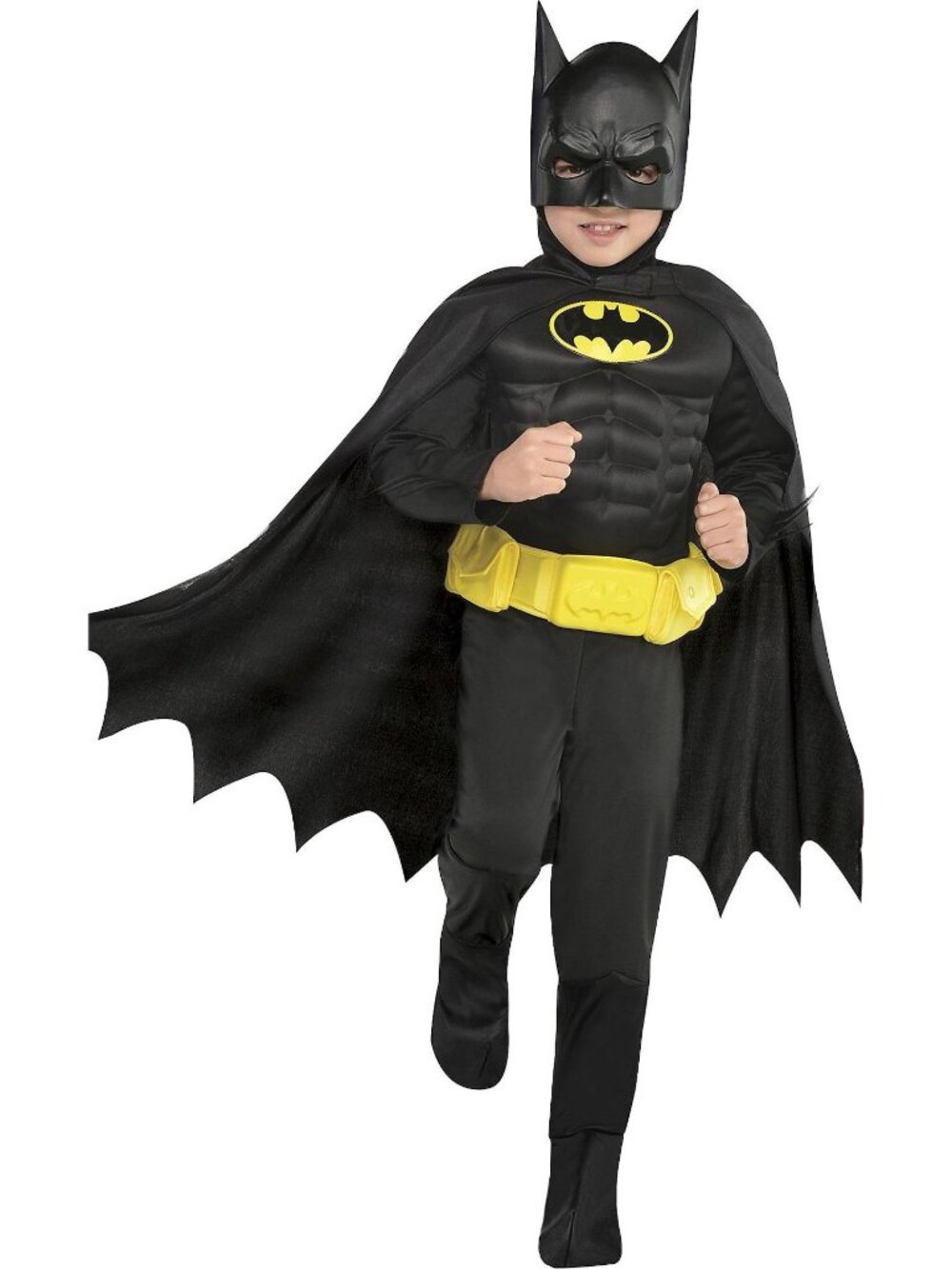 NEW Batman Kids Boys SM (4-6) Halloween Costume Belt Mask Cape Body Suit